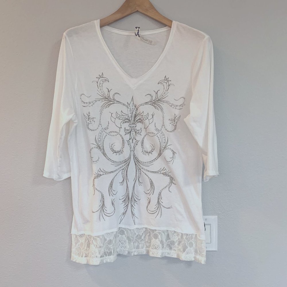 Seven 7 ivory embellished top 14/16